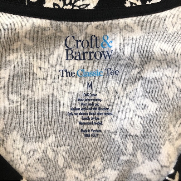 CROFT & BARROW Womens T-Shirt Size Medium Black & White 100% Cotton New - Picture 3 of 4